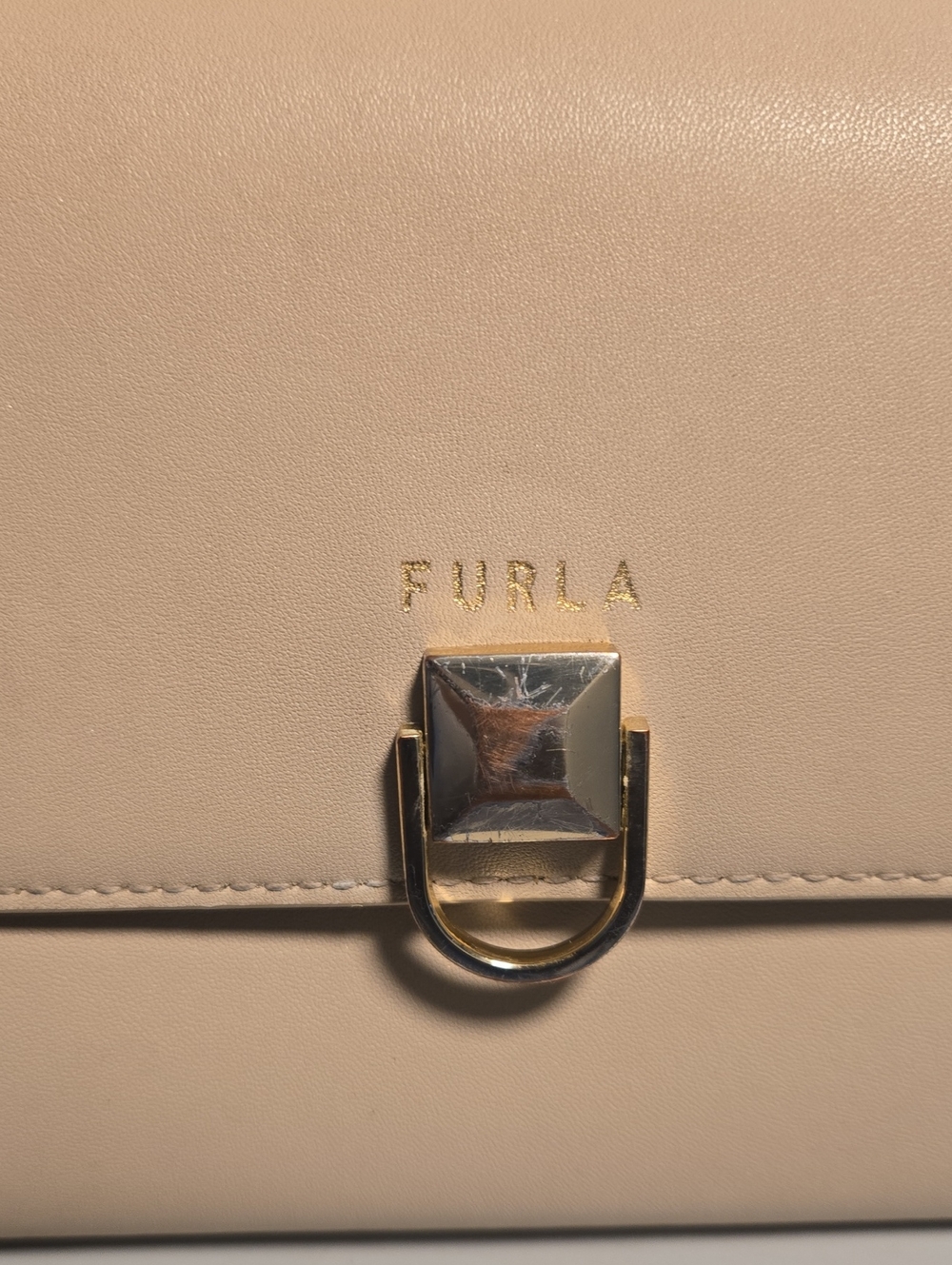 Furla Pale Pink Leather Crossbody Bag with Gold Chain - Picture 13 of 16